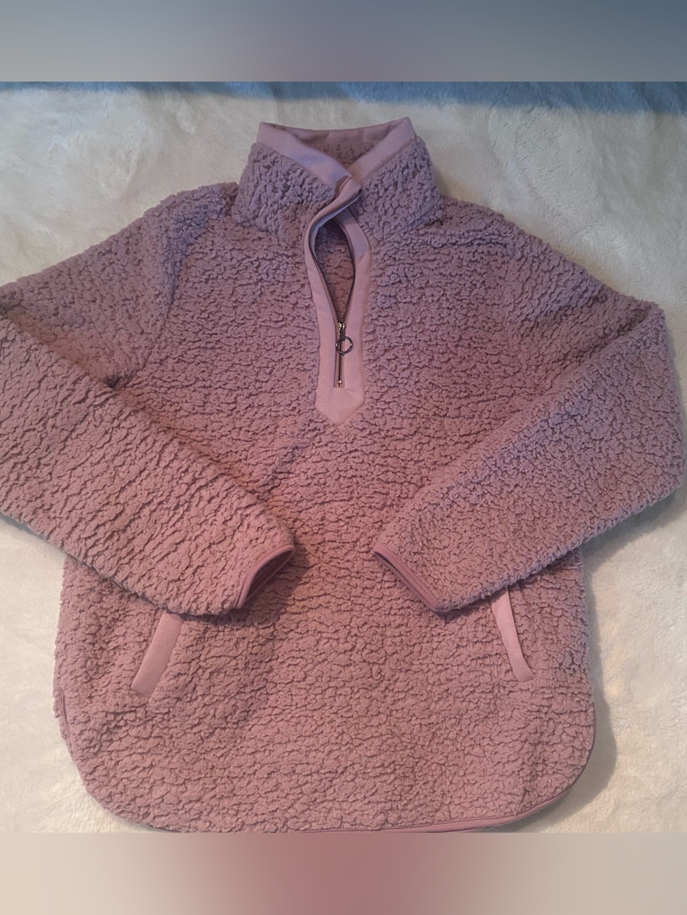 Plush Quarter Zip Fleece Jacket - Dusty Pink